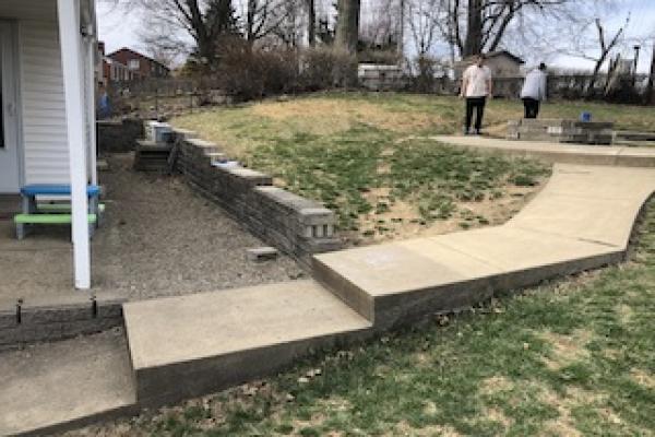 Retaining wall and rear yard grading - Before